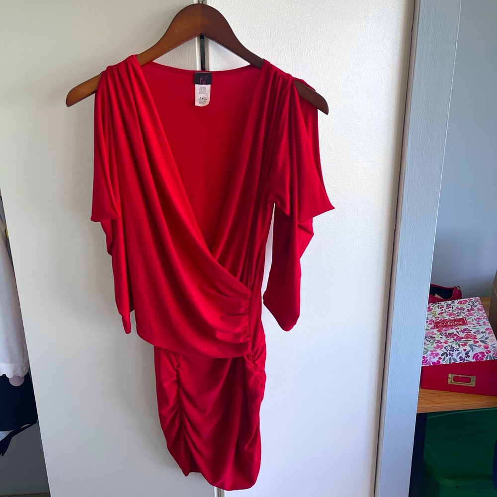 Stretch Sexy Plunge-neckline Red Dress